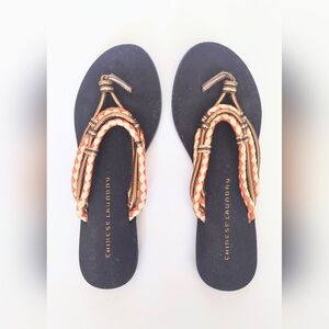 Chinese Laundry Size 6.5 Beige Orange Corded Thong Sandals